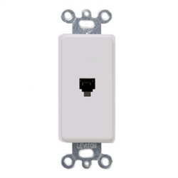 40649-W - Leviton Decora Telephone Wall Jack 6P4C White wiring cat 5 wall jacks 
